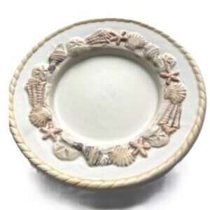 Waxcessories Nautical Seashell Raised Jar Candle Plate 7.25 inch Diameter